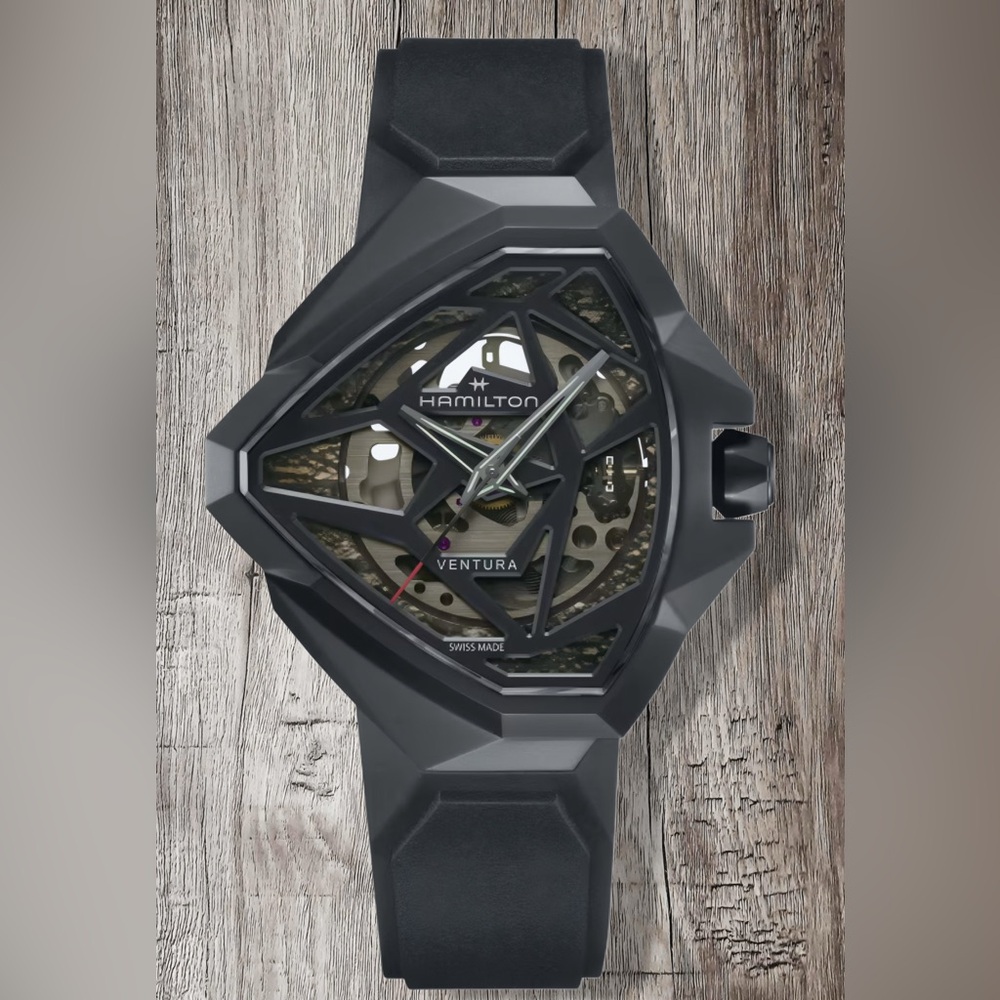 NWT Men’s Hamilton Black Ventura Edge Skeleton Timepiece🔥